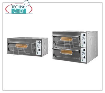 fours pizza électriques monoblocs avec plan de cuisson en réfractaire et chambre en tôle 