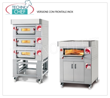 Four à pizza électrique modulaire, gamme CL CLASSIC, local entièrement en réfractaire pour 8 pizzas Four à pizza électrique MODULAIRE, pour 8 pizzas diam. 300 mm, version avec PANNEAU AVANT EN ACIER INOXYDABLE, CHAMBRE ENTIÈREMENT RÉFRACTAIRE de 600x1200x170h mm, V.400 / 3, Poids 200 Kg, Kw.8,5, dimensions extérieures 1000x1560x400h mm