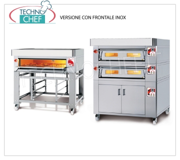Four à pizza électrique modulaire, ligne EURO STAND, salle avec plateau réfractaire pour 12 pizzas Four à pizza électrique MODULAIRE, pour 12 pizzas diam. 300 mm, version avec PANNEAU AVANT, CAMÉRA de 1230x930x170h avec TOP en RÉFRACTAIRE, V.400 / 3, Kw.12,5, Poids 220 Kg, dimensions extérieures mm 1620x1260x400h