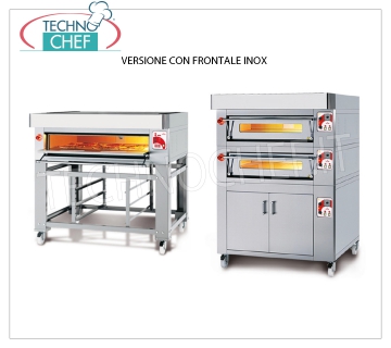 Four à pizza électrique modulaire, ligne EURO CLASSIC, entièrement en chambre réfractaire pour 12 pizzas Four à pizza électrique MODULAIRE, pour 12 pizzas diam. 300 mm, version avec PANNEAU AVANT, CHAMBRE COMPLÈTEMENT RÉFRACTAIRE mm 1230x930x170h, V.400 / 3, Kw.12,5, Poids 260 Kg, dimensions extérieures mm 1620x1260x400h