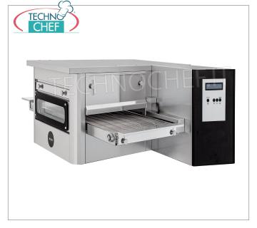 TECHNOCHEF - Four à gaz à tunnel pour pizza avec ruban large 400 mm, Mod.TUNNELC / 40GAS Four à pizza à tunnel avec bande de mailles en acier inoxydable d'une largeur de 400 mm, cuisson ventilée, rendement maximum de 20 pizzas / heure, Kw 10,4 puissance thermique, V.230 / 1, poids brut en kg 190, dim.mm.1425x1015x450h