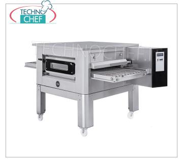 TECHNOCHEF - Four tunnel électrique à pizza avec ruban adhésif de 500 mm, avec support, Mod.TUNNELC / 50 Four à pizza tunnel électrique avec bande en mailles en acier inoxydable de 500 mm de large, cuisson ventilée, rendement maximum 32 pizzas / heure, complet avec support de base, V 400/3 + N, poids brut Kg 318, Kw 14,2 - dim. mm. 1858x1210x500h