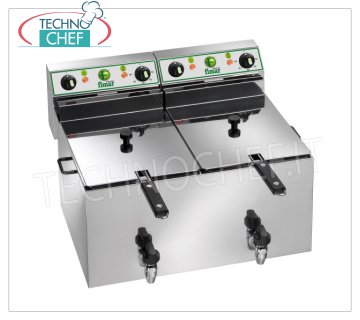 Fimar - FRITEUSE ÉLECTRIQUE avec ROBINET, 2 cuves de 12 + 12 lt, Mod.FR1010R FRITEUSE ELECTRIQUE DE COMPTOIR, 2 cuves de 12 + 12 litres équipées de robinet de vidange, V.400 / 3 + N, Kw. 6,00 + 6,00, Poids 19,5 Kg, dim.mm.565x530x365h