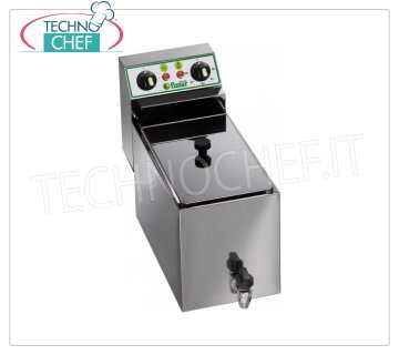 FIMAR - Technochef, friteuse électrique de table, 1 réservoir de lt.8, Mod.FR8R FRITEUSE DE BANC ÉLECTRIQUE, 1 réservoir de 8 litres équipé d'un robinet de vidange, V.230 / 1, Kw 3.00, dimensions mm. 270x490x365h.