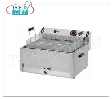 Friteuse électrique 16 litres pour pâtisserie, modèle FPR16, Friteuse Électrique pour Pâtisseries, Cuve Unique, Capacité Lt 16, Production par heure: 15 Kg/h, 9000 W, 380 V, kg 15,8, dim. mm 535x435x395h