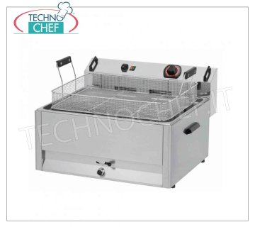 Friteuse électrique 30 l pour pâtisseries, modèle FPR30, Friteuse Électrique pour Pâtisseries, Cuve Unique, Capacité Lt 30, Production Horaire: 24 Kg/h, kw 15, 380-400 V, kg 25, dim. mm 660x640x415h