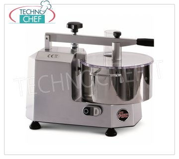 TECHNOCHEF - Cutter professionnel avec bac de 3, Mod.C1 Cutter professionnel avec réservoir en acier inoxydable de 3 litres, 1 vitesse, 730 tr / min, V 230/1, Kw.0,68, poids 12 kg, dim. Mm.520x320x620h.