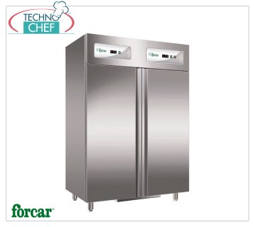 Forcar - Armoire Combinée Réfrigérateur-Congélateur INOX 304, 2 Portes, 2 températures, mod.G-GN1200DT