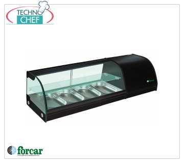 Forcar - Vitrine réfrigérée pour Sushi, 2 étagères, capacité 4 bacs GN 1/3 h 40 mm, mod.G-TS1200