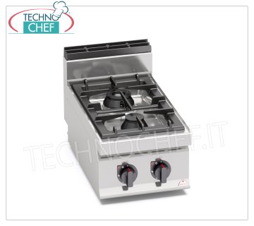 TECHNOCHEF - CUISINIÈRE À GAZ 2 FEUX TOP, Kw.14,00, Mod.G7F2BP CUISINIÈRE À GAZ À 2 FEUX, BERTO'S, Ligne MACROS 700, Série MAX POWER, puissance thermique Kw.14,00, Poids 27 Kg, dim.mm.400x700x290h