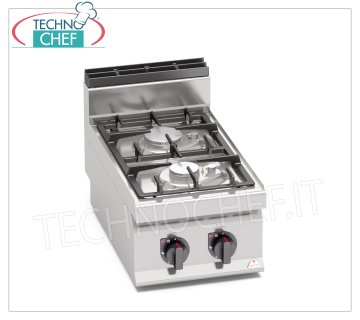 TECHNOCHEF - CUISINIÈRE À GAZ TOP 2 FEUX, Kw.9,5, Mod.G7F2BPW CUISINIÈRE À GAZ À 2 FEUX, BERTO'S, Ligne MACROS 700, Série ECO POWER, puissance thermique Kw.9,5, Poids 21 Kg, dim.mm.400x700x290h