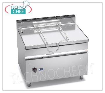 Technochef - Sauteuse à Gaz, Renversement Motorisé, Capacité lt.120, Mod.G9BR12/I+RM Sauteuse basculante à gaz, BERTOS, Ligne MAXIMA 900, Série MAXI-120, avec réservoir en acier inoxydable de 120 litres, basculement motorisé, Puissance thermique Kw.30, Poids 230 Kg, dim.mm.1200x900x900h