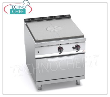 TECHNOCHEF - CUISINIÈRE À GAZ SUR FOUR À GAZ GN 2/1, mod. G9TP+FG CUISINIÈRE GAZ SOLID TOP sur FOUR GAZ GN 2/1, Ligne BERTOS MAXIMA 900, Série HIGH POWER, Puissance thermique Tot. Kw. 20,8, poids 198 kg, dim.mm.800x900x900h