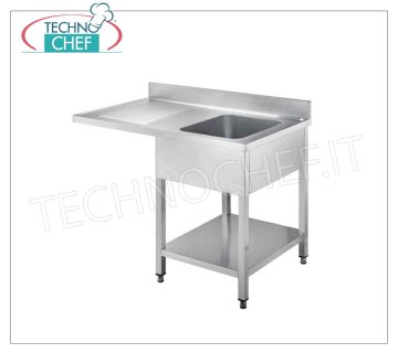 Evier professionnel inox, 1 bac, 1 égouttoir à gauche, gamme 700