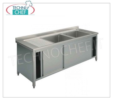 Evier professionnel inox 2 bacs avec égouttoir à gauche, Linea 700