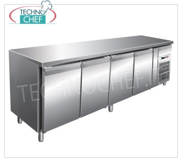 Forcar - Tavolo Congelante - Congélateur 4 Tailles, Temp.-18°/-22°C, Classe D, Gaz R290, mod.G-GN4100BT Table de congélation - Congélateur 4 PORTES et tiroir neutre, Professionnel, capacité 553 litres, temp. -18°/-22°C, ventilé, Gastronorm 1/1, ÉCOLOGIQUE en Classe D, Gaz R290, V.230/1, Kw.0,66, Poids 155 Kg, dim.mm.2230x700x860h