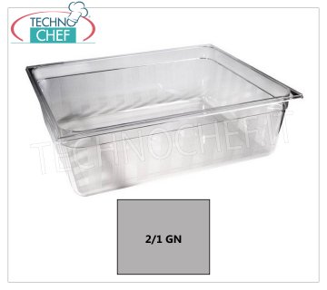 Bac gastronorme GN 2/1 en polycarbonate Bol Gastro-Norm 2/1 en polycarbonate, capacité lt.58,4 dim. mm 650 x 530 x 200 h