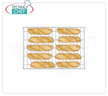 GRILLE 5 CANAUX EN FORME CHROMÉE mm 600x400 Grille Chrome en forme de 5 canaux mm 600x400, pour baguettes ou pains précuits.