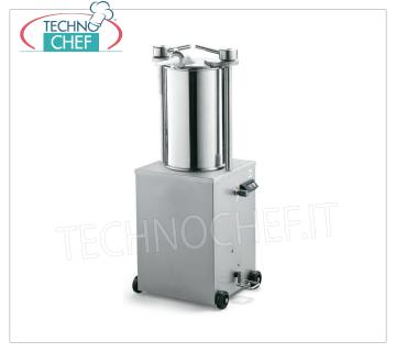 Technochef - MACHINE D'EMBALLAGE HYDRAULIQUE VERTICALE lt.35 MACHINE D'EMBALLAGE pour VIANDES VERTICALES HYDRAULIQUES CURED en acier inoxydable, capacité lt.35, fournie avec 3 entonnoirs de diamètre 10-18-25 mm, V.230 / 1, Kw. 0,56, Poids 113 Kg, dim.mm.640x480x1160h