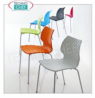 chaises CHAISE avec CORPS EN POLYPROPYLÈNE dans les couleurs au choix (voir tableau), structure à 4 pieds en tube ACIER PEINT en 15 couleurs de votre choix (voir tableau), collection UNI de METALMOBIL, dim.mm.470x530x790h