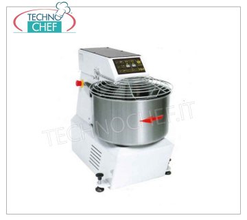 Pétrin à Spirale HAUTE HYDRATATION 38 Kg, Bol 40 litres, Vitesse Variable, 2 MOTEURS, mod. S38MI MÉLANGEUR À Spirale 40 lt pour PÂTE À HAUTE HYDRATATION, Capacité de pâte 38 Kg, Vitesse de fouet variable de 75 à 178 battements/minute, avec Moteur Double Inverter, Monophasé, 330 Volts, Poids 121 Kg, Dim. mm. 490x800x750h
