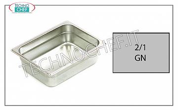 Récipients Gastronorme GN 2/1 en acier inoxydable Bac gastro-norm 2/1, acier inoxydable 18/10, dim. Mm 650 x 530 x 20 h