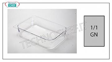 Récipients Gastronorm GN 1/1 en polycarbonate Plateau Gastro-norm 1/1 en polycarbonate, capacité 9,2 lt, dimensions 530 x 325 x 65 h