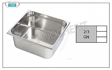 Récipients Gastronorm GN 2/3 en acier inoxydable Plateau 2/3 Gastro-standard, acier inoxydable 18/10, dim. Mm 353 x 325 x 20 h