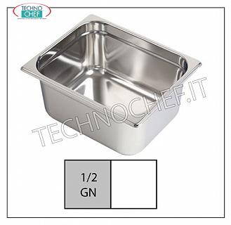 Récipients Gastronorme GN 1/2 en acier inoxydable 1/2 bac gastronorme, acier inoxydable 18/10, dim. Mm 325 x 265 x 20 h