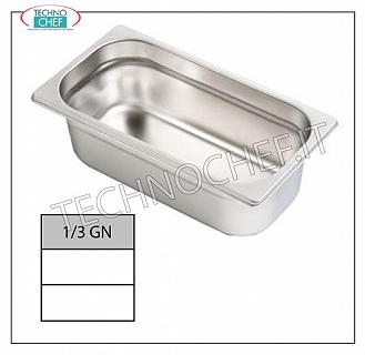 Récipients Gastronorme GN 1/3 en acier inoxydable Bac 1/3 Gastro-standard, acier inoxydable 18/10, dim. 325 x 175 x 20 h