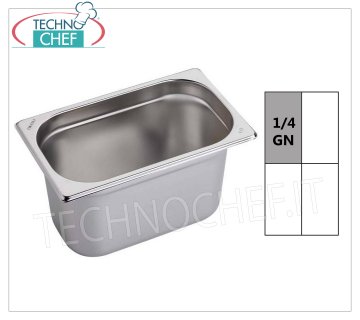 Bacs gastronormes GN 1/4 en inox 1/4 bol gastro-norme, inox 18/10, dim.mm.265 x 162 x 20 h