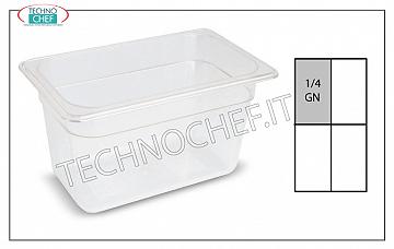 Plateaux Gastro-norm GN 1/4 polypropylène Conteneur Gastro-norm 1/4, en polypropylène, dim.mm.265 x 162 x 65 h