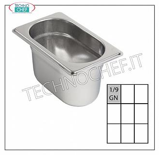 Récipients Gastronorme GN 1/9 en acier inoxydable Bac gastro-normalisé 1/9, acier inoxydable 18/10, capacité lt 0,6, dim. Mm 176 x 108 x 65 h