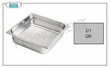 Récipients perforés Gastronorm 2/1 en acier inoxydable Bac gastro-norm 2/1, perforé, acier inoxydable 18/10, dim. 650 x 530 x 20 h