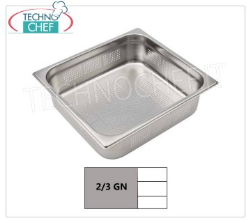 Bacs perforés GN 2/3 en inox Plateau gastro-norme 2/3, perforé, inox 18/10, dim.mm.353 x 325 x 20 h