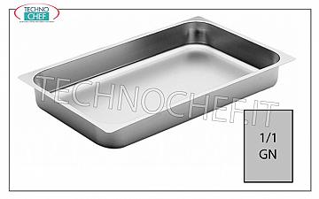 Plateaux GN 1/1 en acier inoxydable Plaque de cuisson gastro-normative 1/1 en acier inoxydable avec rebord haut de 20 mm, dim. mm 530x325x20h