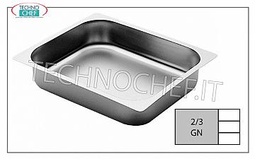 Plateaux GN 2/3 en acier inoxydable Plaque de cuisson Gastro-norm 2/3 en acier inoxydable avec rebord haut de 20 mm, dim. mm 353x325x20h