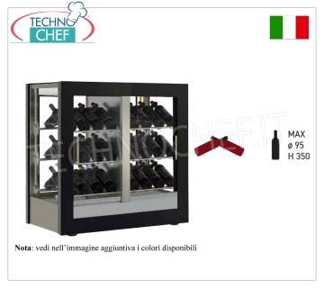 CAVE À VIN-TECA, capacité 42 bouteilles INCLINÉE, Statique-Ventilée, 4 Côtés Vitrés, dim.mm.874x568x910h