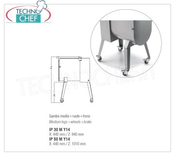 SIRMAN - Pieds moyens à roulettes Pieds moyens avec roulettes, pour mélangeurs à viande modèle IP30M / IP50M