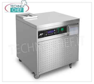 Technochef - SÉCHOIR AUTOMATIQUE À COUVERTS, productivité maximale 5000/6000 couverts / heure, Mod.JET COUVERCLE AUTOMATIQUE GLOSSY DRYER sur chariot mobile, couverts YIELD 5000/6000 / heure, CHARGEMENT CONTINU par le dessus, SORTIE AUTOMATIQUE DES COUVERTS sur le devant, V.230 / 1, Kw 0.80, dimensions mm 690x620x800h