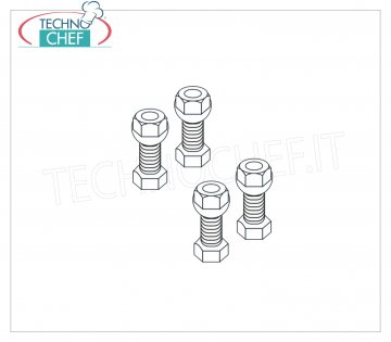 TECHNOCHEF - Kit 4 vis en acier inoxydable, Mod.96815x4 Kit 4 boulons en acier inoxydable 8x15 mm, complets avec écrou et rondelle pour la fixation des étagères.