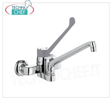 Mitigeur mural double trou Mitigeur mural 2 trous, monocommande avec levier clinique et bec orientable 220 mm