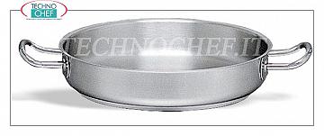 Technochef - Poêle 2 poignées inox, professionnelle par induction, Poêle en acier inoxydable avec 2 poignées, capacité 1,9 litres, également adaptée aux plaques à induction, diam. 20 x 6h cm