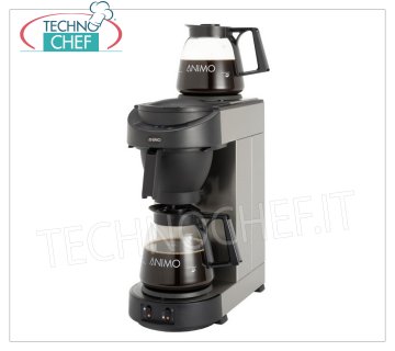 ANIMO - MACHINE À CAFÉ AMÉRICAINE DE 18 LITRES, mod. KR2200032 Machine pour café filtre américain avec 1 CARAFE et 2 plaques chauffantes, production horaire lt.18, V.230 / 1, Kw.2,25, dim.mm.205x380x460h