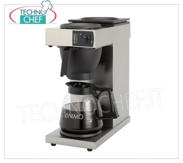 Technochef - MACHINE A CAFE AMERICAINE de 18 lt, mod.KR220523 Cafetière filtre américaine '' EXCELSO '' avec 1 verseuse et 2 plaques chauffantes, production horaire lt.18, V.230 / 1, Kw.2,25, dim.mm.190x370x433h
