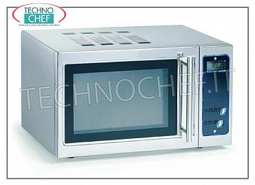 Four à micro-ondes COMBINÉ avec COMMANDES NUMÉRIQUES, idéal pour SELF SERVICE Four à micro-ondes COMBI avec COMMANDES NUMÉRIQUES, ARRÊT AUTOMATIQUE APRÈS 30'', idéal pour SELF SERVICE, capacité de la chambre 23 lt, RENDEMENT DE PUISSANCE Kw 0,9, dimensions intérieures de la chambre mm 350x330x215h, V.230/1, Kw 1,4, dimensions extérieures mm 508x420x305h
