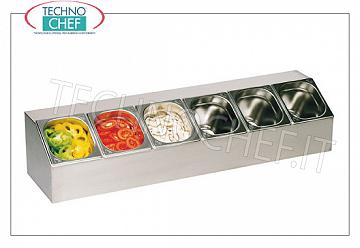 Affichage pour gastronome Affichage inox, dimensions Gastronorm (cm): 98x24x21. GN Capacité: 6 GN 6/1 h 150