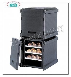 Conteneurs isothermes pour conteneurs Gastronorm Conteneur isotherme en polypropylène, ouverture frontale avec 5 guides pour l'insertion de casseroles pour pizza / pâtisserie (600x400 mm), dim. 620x405x510h interne en mm