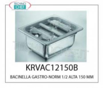 BACINELLA GASTRO-NORM 1/2 HIGH 150 mm adaptable vide (avec couvercle approprié), Acier inoxydable d'épaisseur LARGE, dimensions extérieures mm. 325x265x150h 