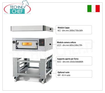 Four à pizza électrique pour 8 pizzas, épaisseur 300 mm, chambre 600 x 1200 mm